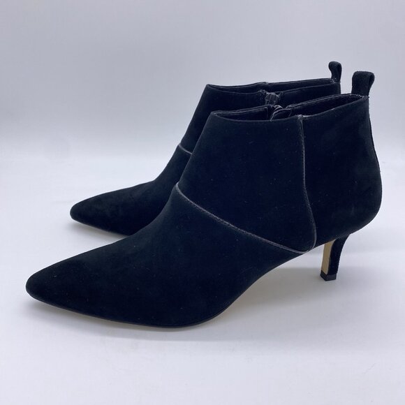 Donald Pliner Farell Black Suede Ankle Boot Size 8 Pointed Toe Heel Bootie - Picture 8 of 16